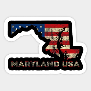 Maryland USA Flag State Map July 4th Patriotic Sticker